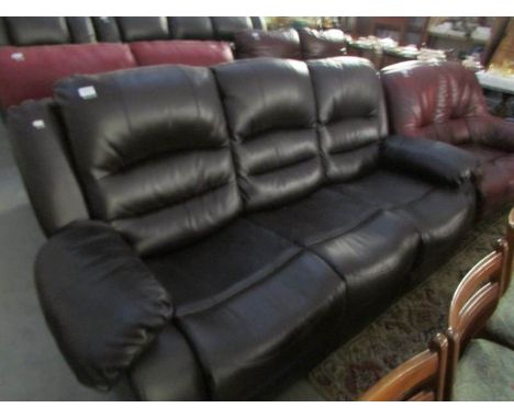 A good 3 seat reclining black leather sofa