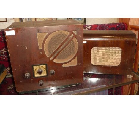 Kostler Brandes Ltd. KB433 1935 valve radio in wooden case and a Rediffusion radio speaker