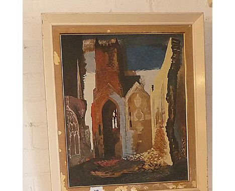A John Piper colour print of a ruined church