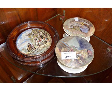 Prattware pot lids, The Farrier, The Enthusiast and Uncle Toby