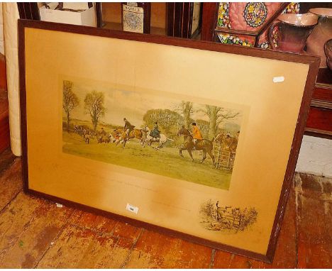 A large Snaffle Hunting print titled "Happy are those who hunt for their own pleasure and not to astonish others", signed in 