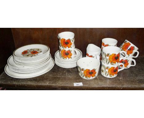 Retro J. &amp; G. Meakin Poppy pattern tableware