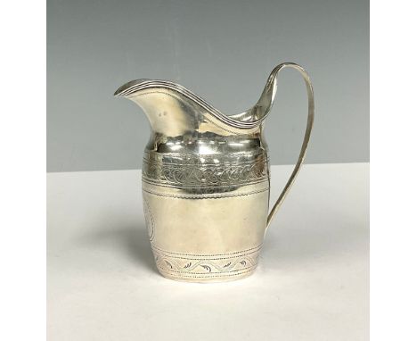 A George III silver cream jug, marks worn possibly London 1797, 10cm high, 3 ozt
