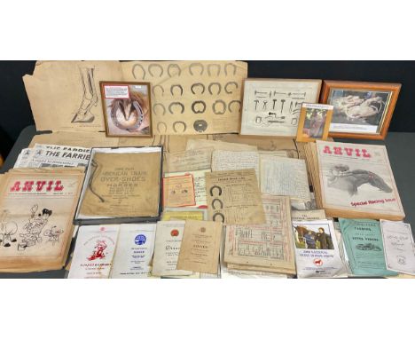 Ephemera – farriery: framed photographs and other various ephemera relating to the National Association of Farriers,  Blacksm