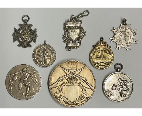 Medals - Crystal Palace National Challenge show silver medal, Cage Birds 1937 others Malta Boat Race 1915 won by G H Hirst, R