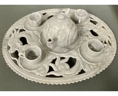 ***Please note this is not grey jade as originally catalogued***A Chinese export ware sichuan marble miniature tea set for fo