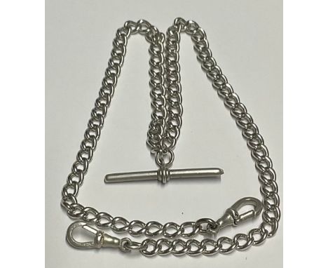 A hallmarked silver double Albert chain, approximately 43 cm’s long, 25g
