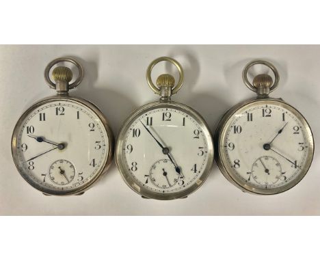A George V silver pocket watch, white enamel dial, Arabic numerals, subsidiary seconds, stem wind movement, 48mm diameter cas