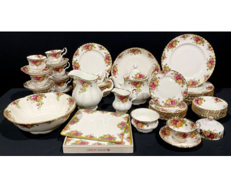 An extensive Royal Albert Old Country Rose pattern table service inc dinner plates, side plates, cups and saucers, large teap