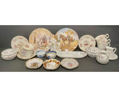 A Wedgwood April Flowers pattern vase, pair of trinket pots and covers, oval tray, etc; a Royal Worcester figure, Eternity, 2