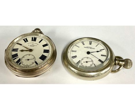 An Edwardian English Lever silver cased pocket watch, white enamel dial signed W Richman Leeds, bold Roman numerals, subsidia