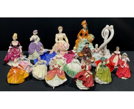 Royal Doulton miniature and other figures, Sunday Best, Sara, Christine, Rebecca, Top o the Hill, etc others Coalport, Goebel