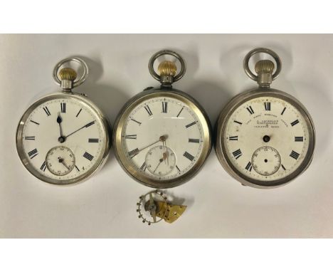 A Victorian silver Wright &amp; Craighead pocket watch, white enamel dial bold, Roman numerals, subsidiary seconds, stem wind