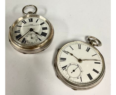 A Victorian silver cased pocket watch, white enamel dial, bold Roman numerals, subsidiary seconds, key wind movement, 49mm di