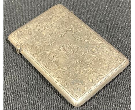 A silver card case, Birmingham 1912, approximately 9.5 cm tall and 6.5 cm wide, approx weight 69.8