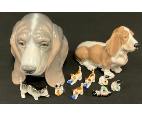 A Lladro bust, Bassett Hound, 1149, impressed and printed marks, 14.3cm high;  Royal Copenhagen model Bassett hound, no 356, 