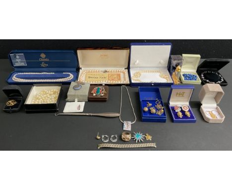 Selection of Sterling Silver Jewellery and Costume Jewellery, the silver jewellery includes; a pair of 9ct gold plated silver