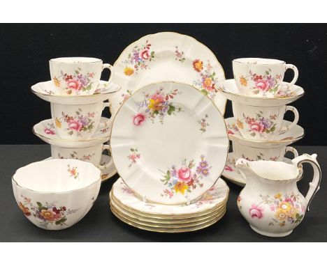 Royal Crown Derby - a Posies pattern tea set, for six, inc cups, saucers, side plates , cake plates etc printed marks qty