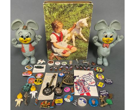 Advertising Collectables - a quantity of promotional pin badges and figurines, including ten Robinson's Golden Shred sporting