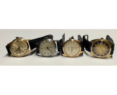 Four vintage wristwatches, including Mudu automatic, 25 jewels; Corvette, 25 jewels, automatic; Nivada compensamatic, subsidi