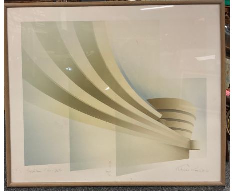 RICHARD DAVIES (b.1944),The Guggenheim New York, signed limited edition lithograph print, 100/125, 95cm x 114cm, framed