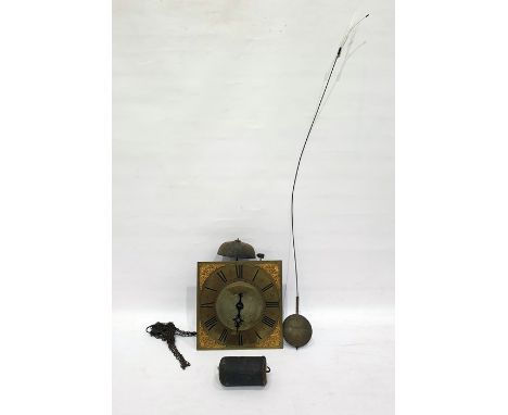 Late 18th century longcase clock 30-hour movement, the square brass dial with black enamel Roman numerals, date aperture and 