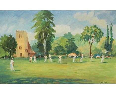 Hope Douglass Oil on board"Copse by Track", signed and dated 1971 lower right, 34cm x 44.5cm L Bailey Oil on board"Cricket on
