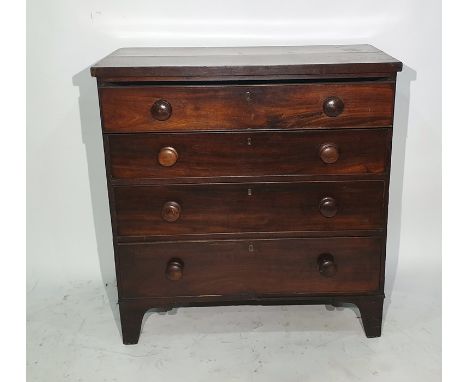 19th century mahogany chest of four long drawers, to bracket feet and a 19th century mahogany pot cupboard with single door a