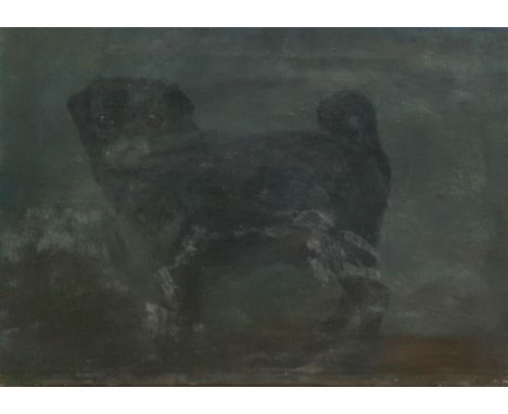 E M Nelson (late 19th/early 20th century) Oil on canvas"Darkie The Pug", signed and entitled lower right, 33.5cm x 48cm 