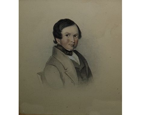 19th century British schoolWatercolour heightened with bodycolourHead and shoulders length portrait of a young man, unsigned,