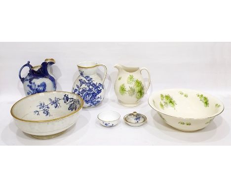 Victorian pottery bedroom wash set by Brown Westhead Moore & Co, comprising ewer, circular bowl and circular soap dish and co