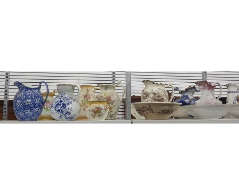 Various ewers, one matching basin , another ewer&nbsp; and bowl (8)