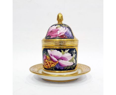                                     19th century Barr Flight & Barr Worcester porcelain honeypot and cover, cylindrical with 