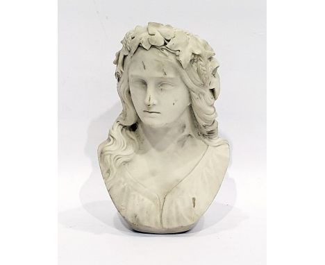 Victorian Copeland Parianware bust of Ophelia, modelled on a design by R C Marshall, with printed and impressed marks, 23cm h