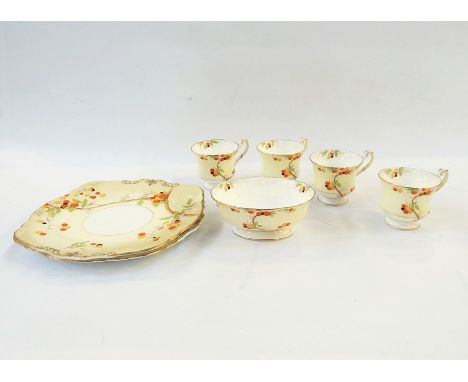 Paragon 'Orchard' part tea service, comprising cups, saucers, teaplates, two cake plates and sugar bowl