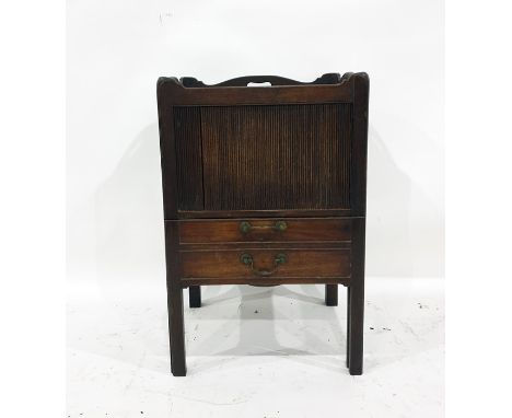 19th century mahogany commode with tray top, tambour-fronted door above pull-out drawer, 50.5cm x 78cm 