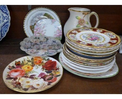 A collection of plates including Royal Albert and an Arthur Wood floral decorated vase