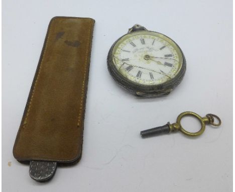 A silver Graves fob watch, glass a/f, and a silver covered pocket knife