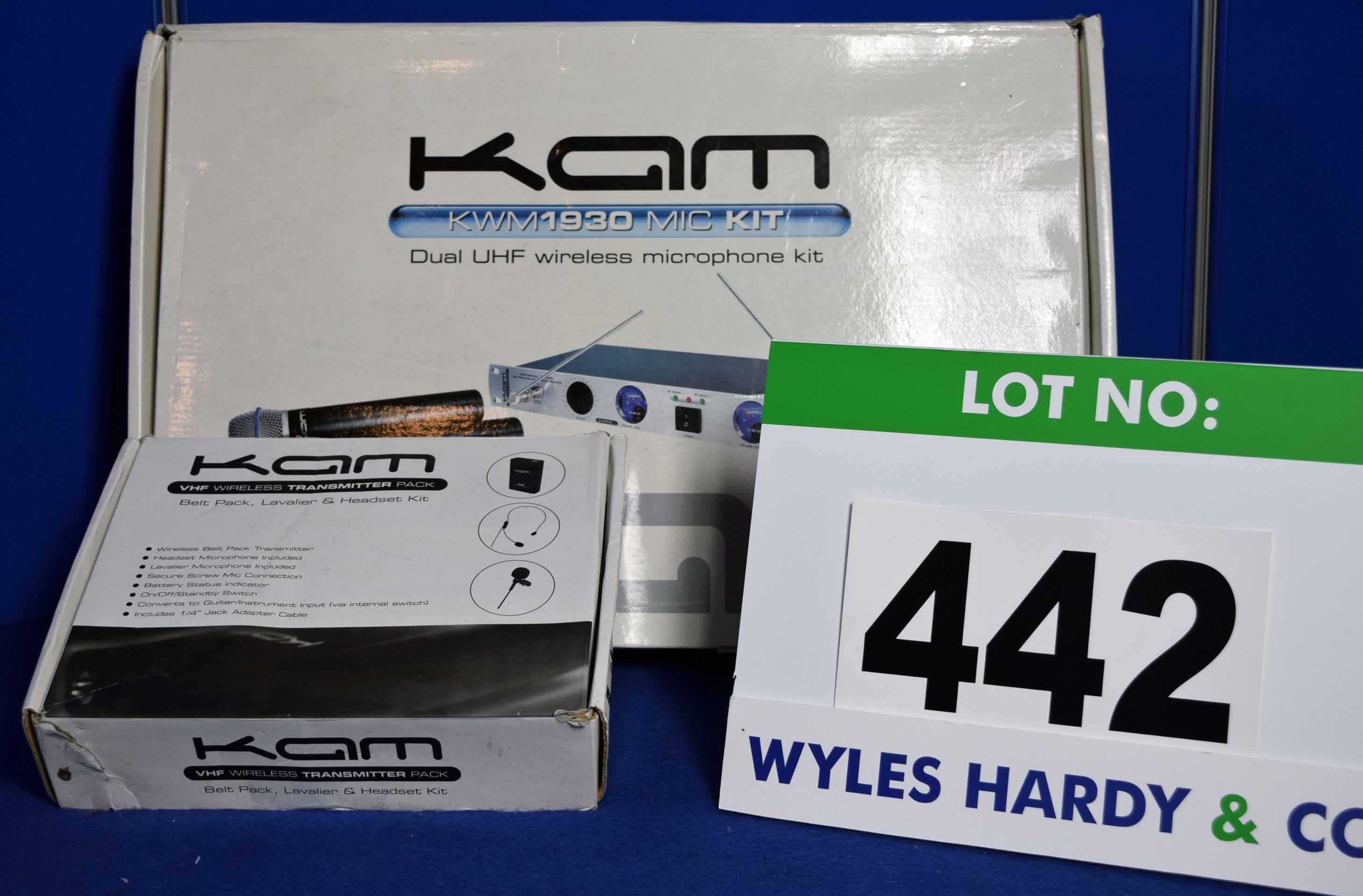A KAM KWM1930 Mic Kit Dual UHF Wireless Microphone Kit with a KAM VHF
