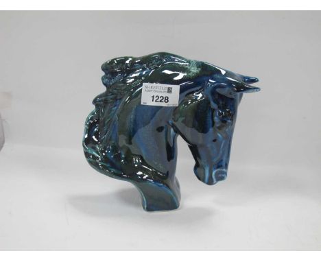Anita Harris Model of a Horse's Head, in ocean colours reactive glaze, gold signed, 16cm high.