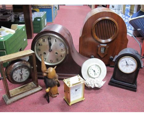 Napoleon Mantle Clock, other mantel clocks, radio, etc:- One Box.