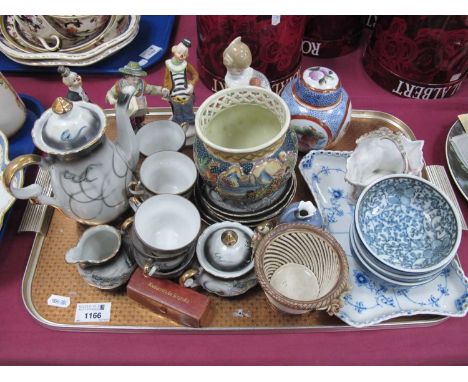 Royal Copenhagen Blue-White Tray, Lladro figure of a girl, Continental figures, etc:- One Tray.