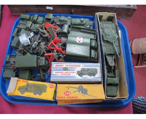 Dinky 660 Tank Transporter, 689 medium artillery tractor, 677 armored command vehicle (all boxed) other military die-cast ite