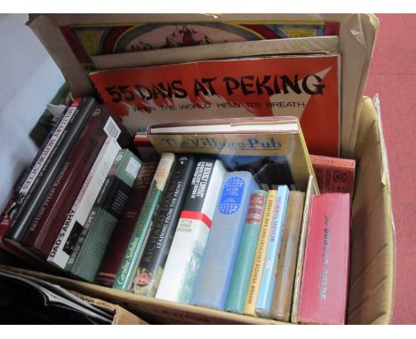 Books - Dad's Army, Hitler, The Dunlop Guide, Motoring, etc, theatre programms to include Wartime, - prints, etc:- two Boxes.