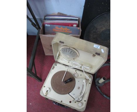 Philips Disc-Jockey Major Portable Record Player, quantity of records, including The Beatles Twist and Shout 7TCE 762-2N and 