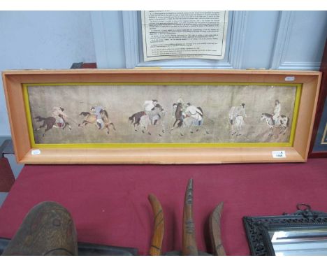 Oriental, Polo match scenes, eight contestants on horseback, color print 16.5 x 72.5cmfew small slight marks to print, frame 