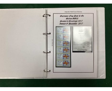 Stamps, a colleciton of Guernsey post and go stamps in a four ring binder, over fifty strips of six stamps, excellent conditi