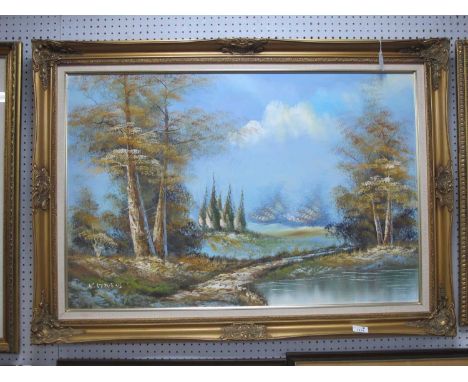 R. Stevens, Winter Landscape, oil on canvas, signed lower left, 60 x 90cm.
