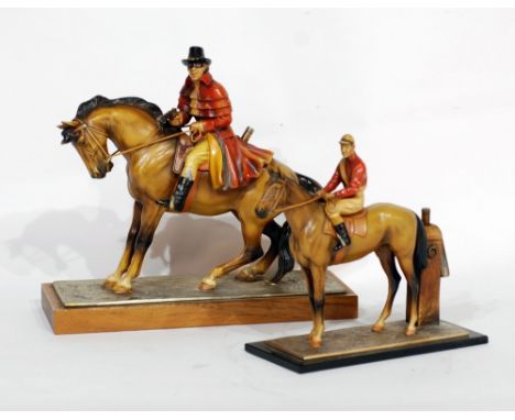 COLD PAINTED SPELTER TABLE LIGHTER, MODELLED AS DICK TURPIN ON HORSEBACK, 9" x 10" (22.8cm x 25.4cm) high AND ANOTHER TABLE L