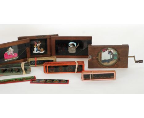 EIGHTY SEVEN MAGIC LANTERN AND MECHANICAL GLASS SLIDES, Nursery Rhymes etc... (contents of one small box)   